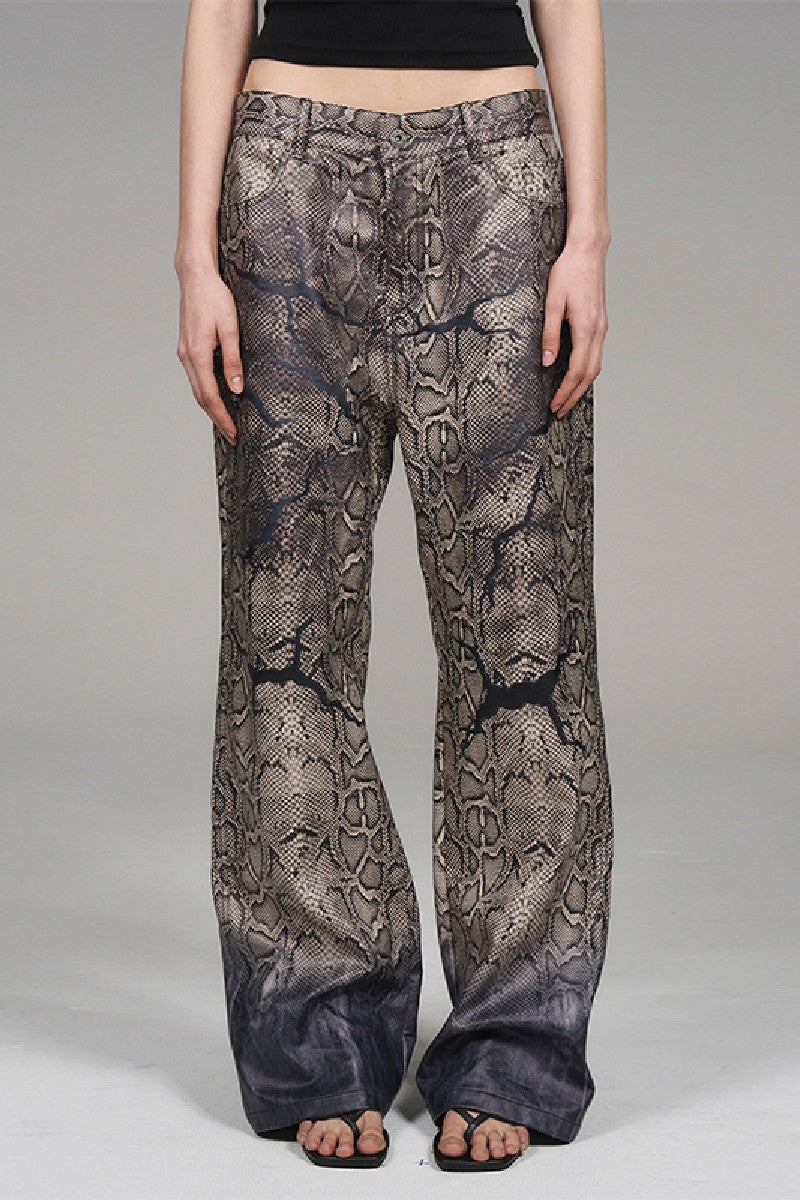Snakeskin Print Faux Leather Pants