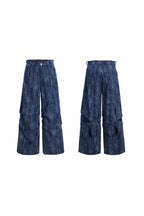 Wrinkled Textured Straight Denim