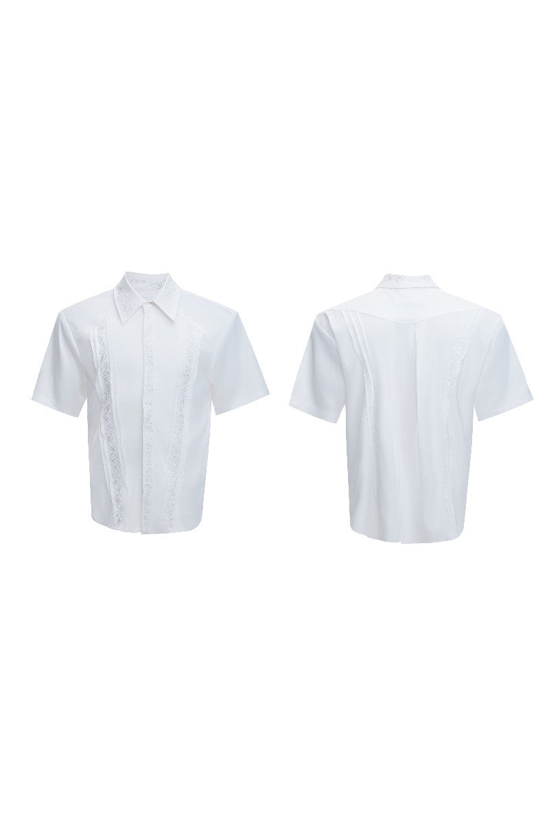 Embroidered Padded Shoulder Shirt