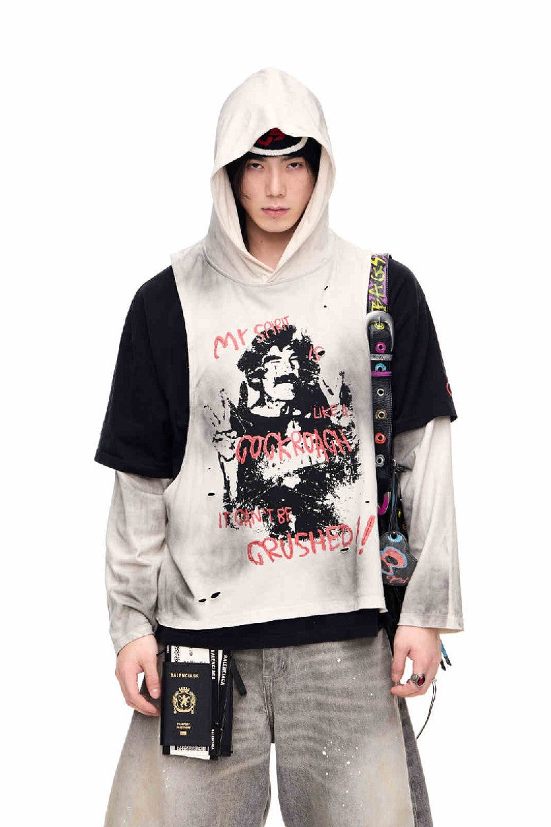 Faded Graphic Layered Hoodie