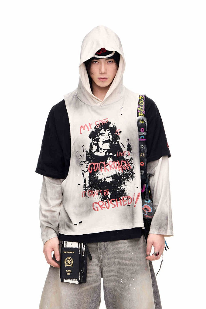 Faded Graphic Layered Hoodie