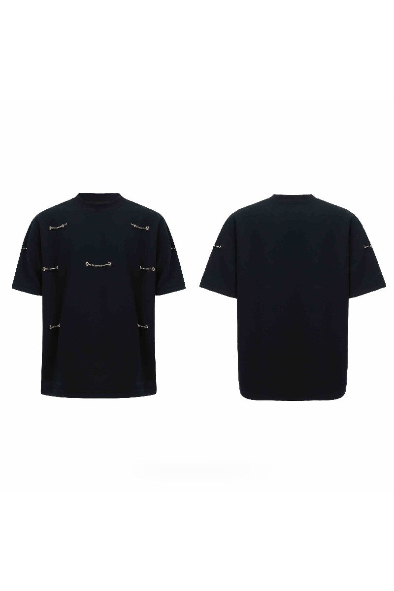 Chain Detail Padded Shoulder Tee