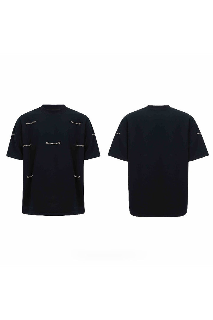 Chain Detail Padded Shoulder Tee