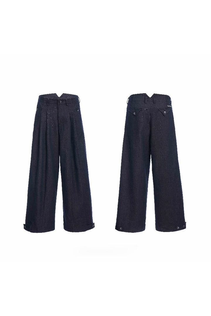 Raw Denim Wide-Leg Jeans