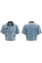 Washed Distressed Denim Shirt