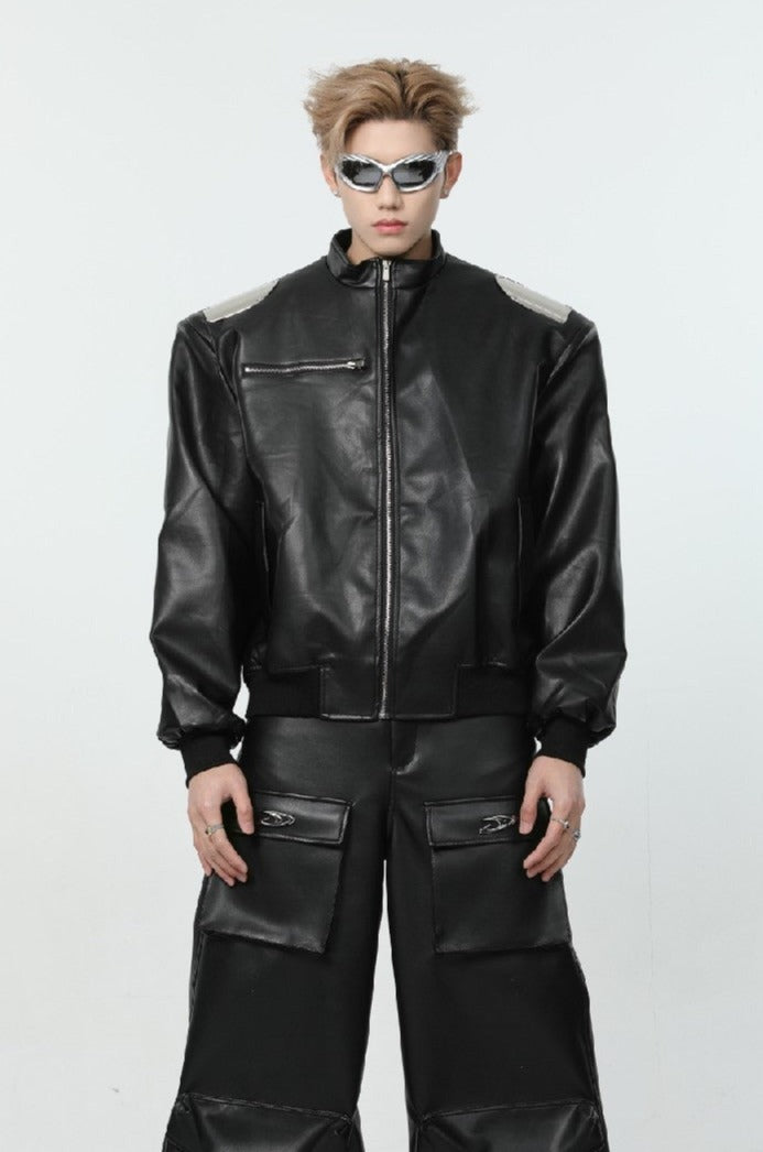 Shoulder Pads Leather Jacket