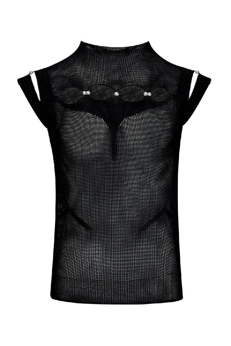 Sheer Mesh Sleeveless Tank Top