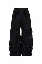 Heavy Deconstructed Ruched Wide-Leg Pants
