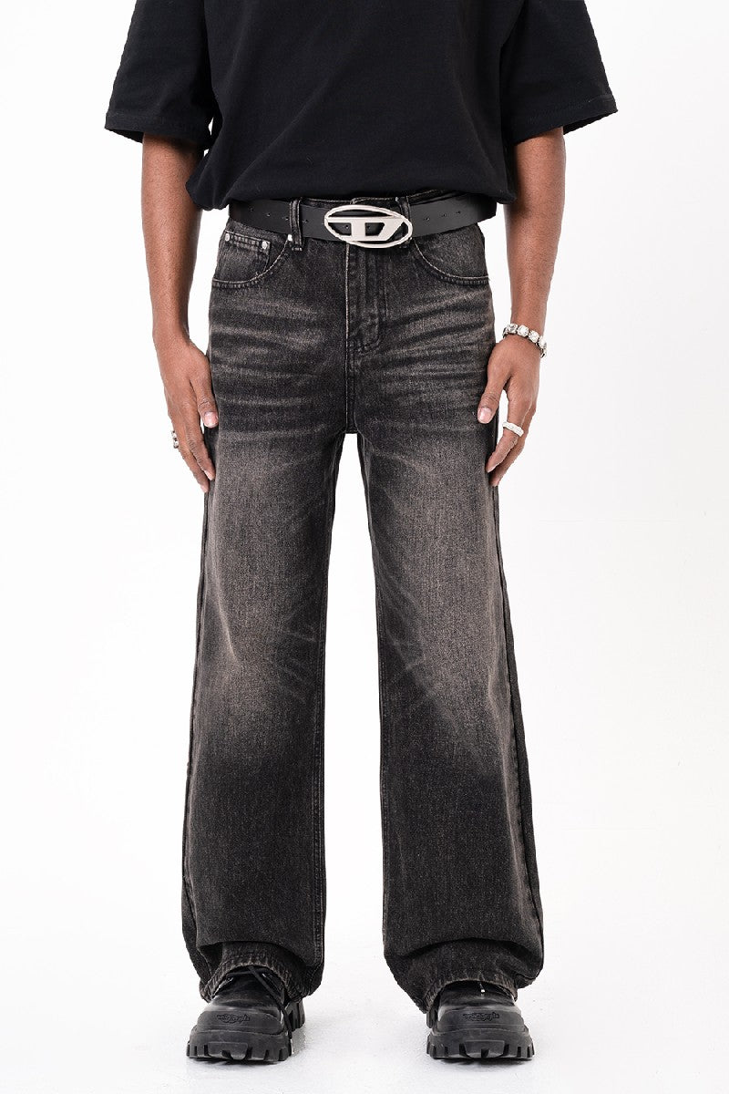 Loose Straight Washed Jeans