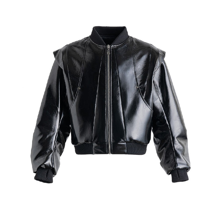 PU Leather Structure Down Jacket