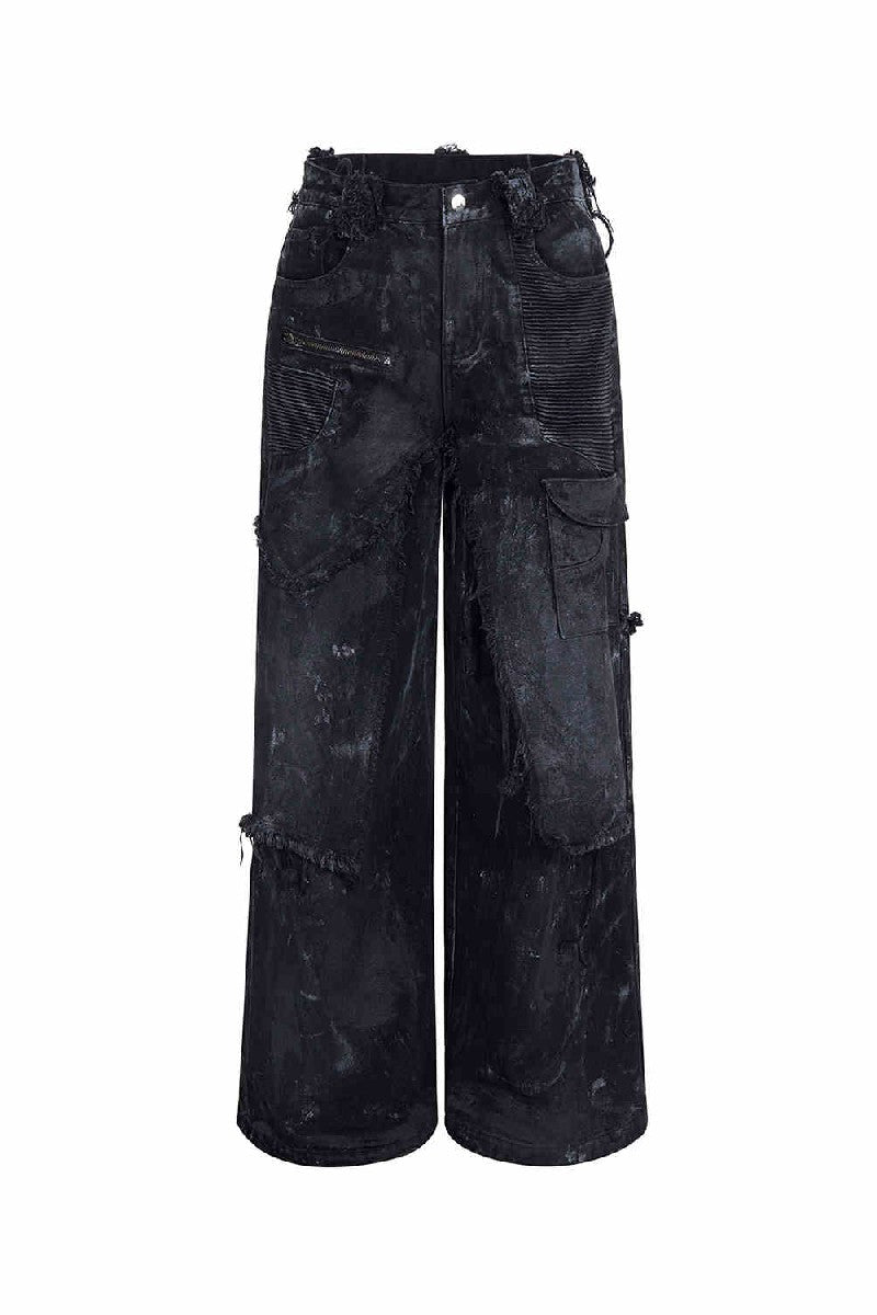Double Layer Hand-Painted Jeans