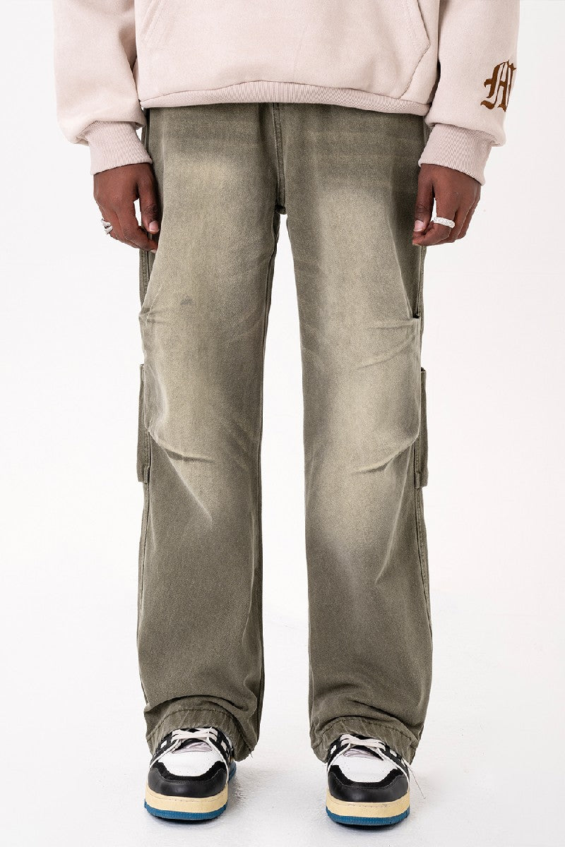 Washed Distressed Pleated Jeans – Copping Zone
