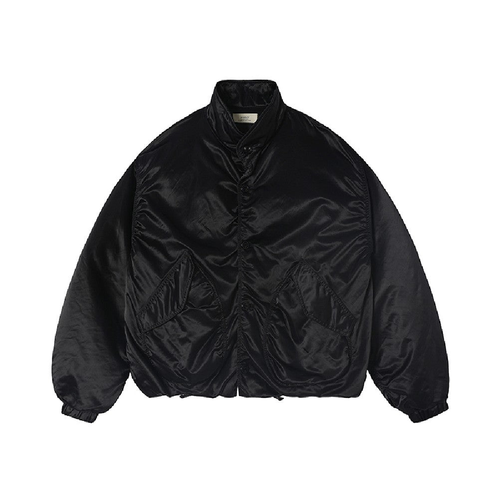 Pleated Stand Collar Vintage Nylon Jacket