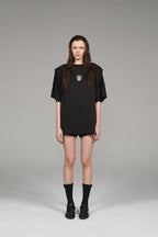 Oversized Pleated Logo Tee