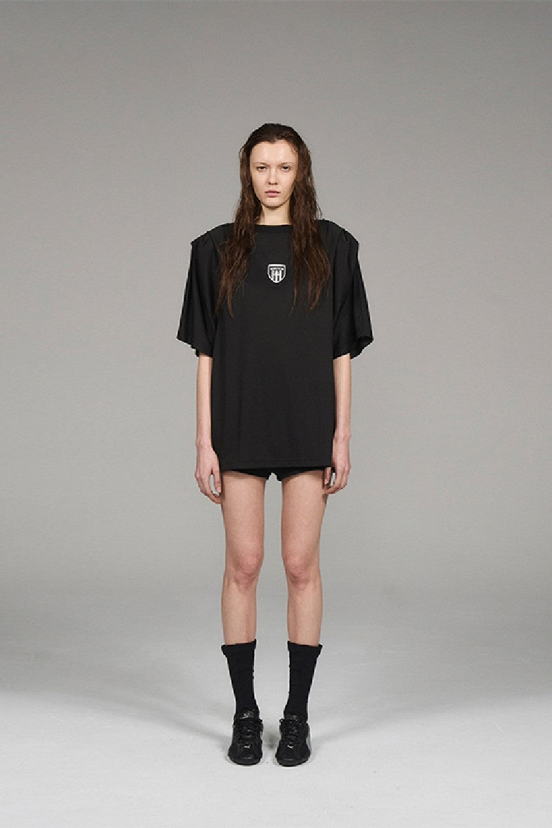 Oversized Pleated Logo Tee