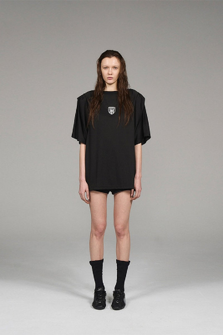 Oversized Pleated Logo Tee