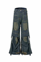 Deconstructed Strap Washed Jeans