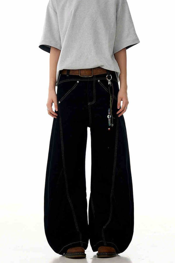 Black Deconstructed Blade Jeans