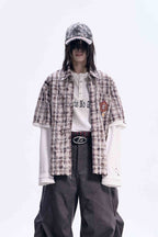 Plaid Raw Edge Polo Shirt