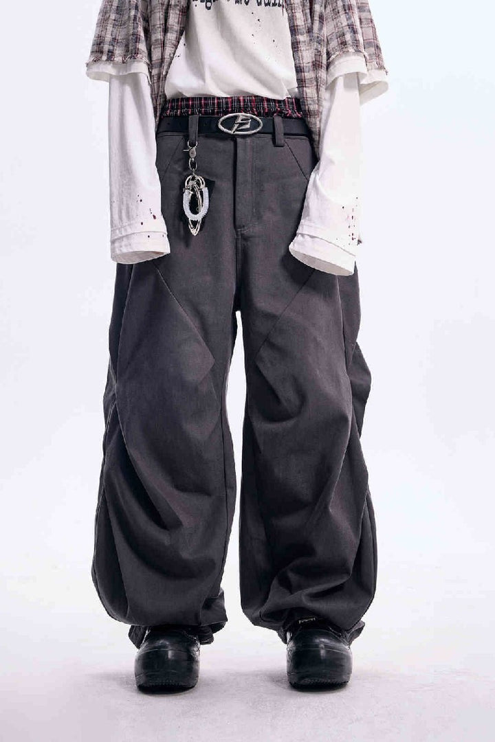 Diamond Pleat Wide Trousers