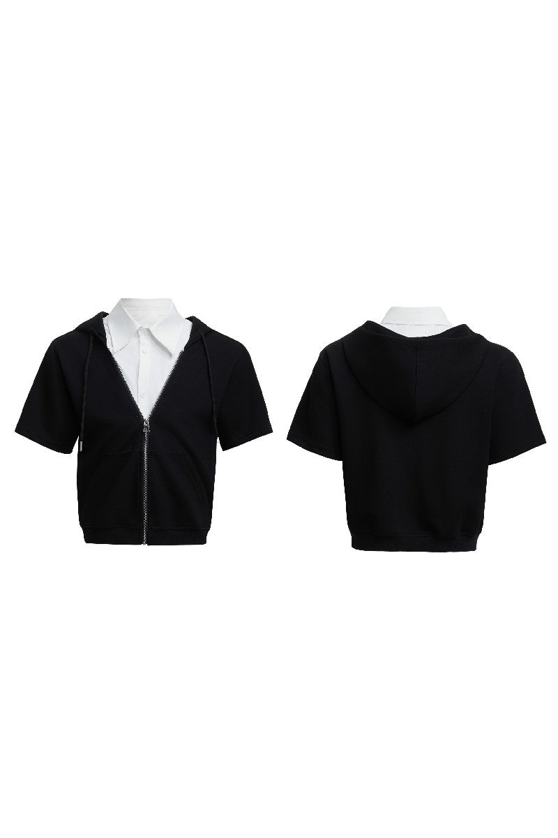 Hooded Patchwork Shirt
