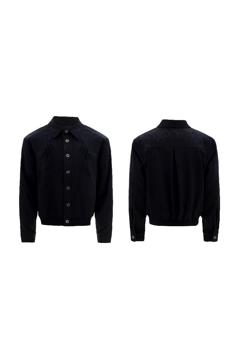 Textured Embroidered Cropped Shirt