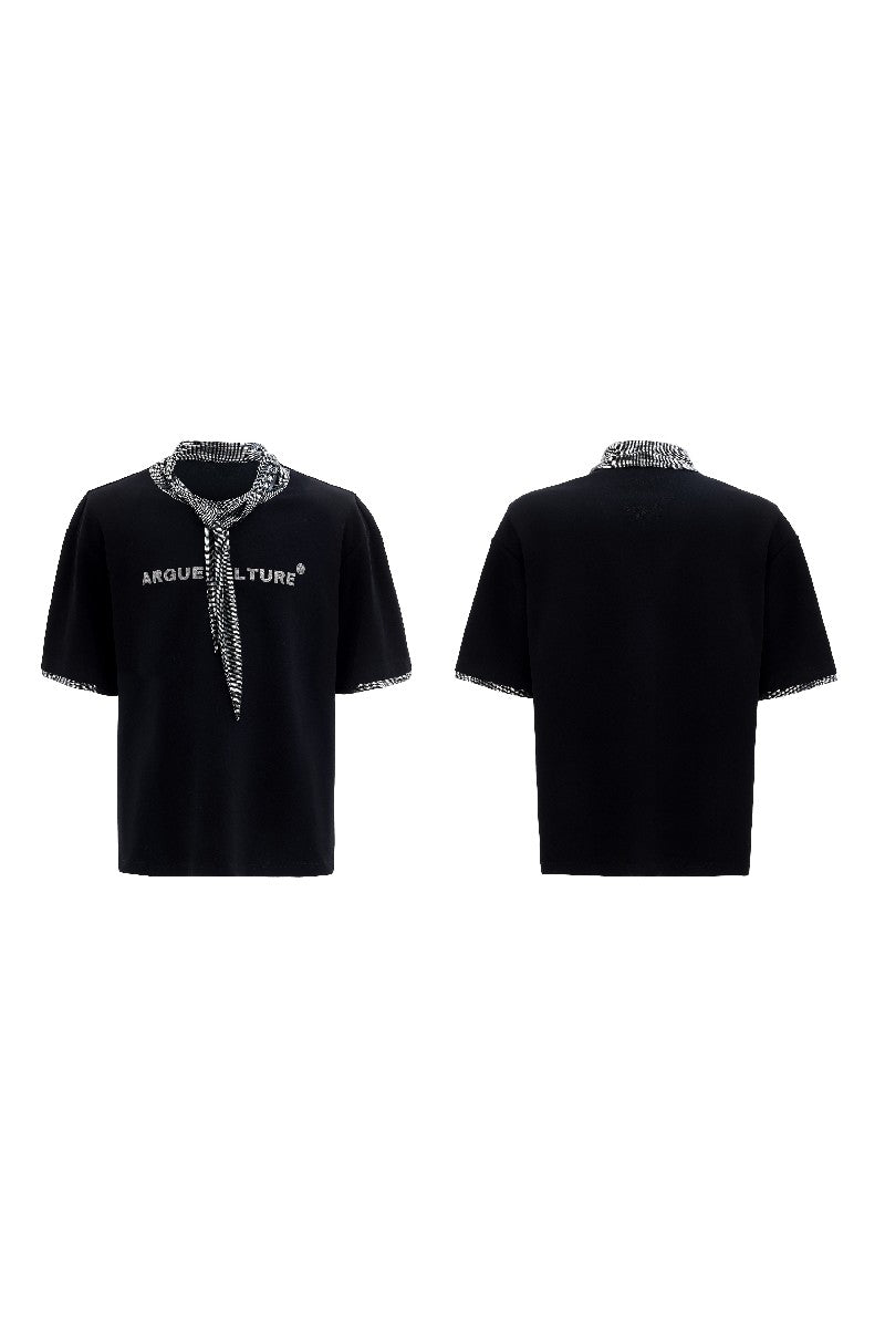 Silver Tie Print Short Sleeve Tee