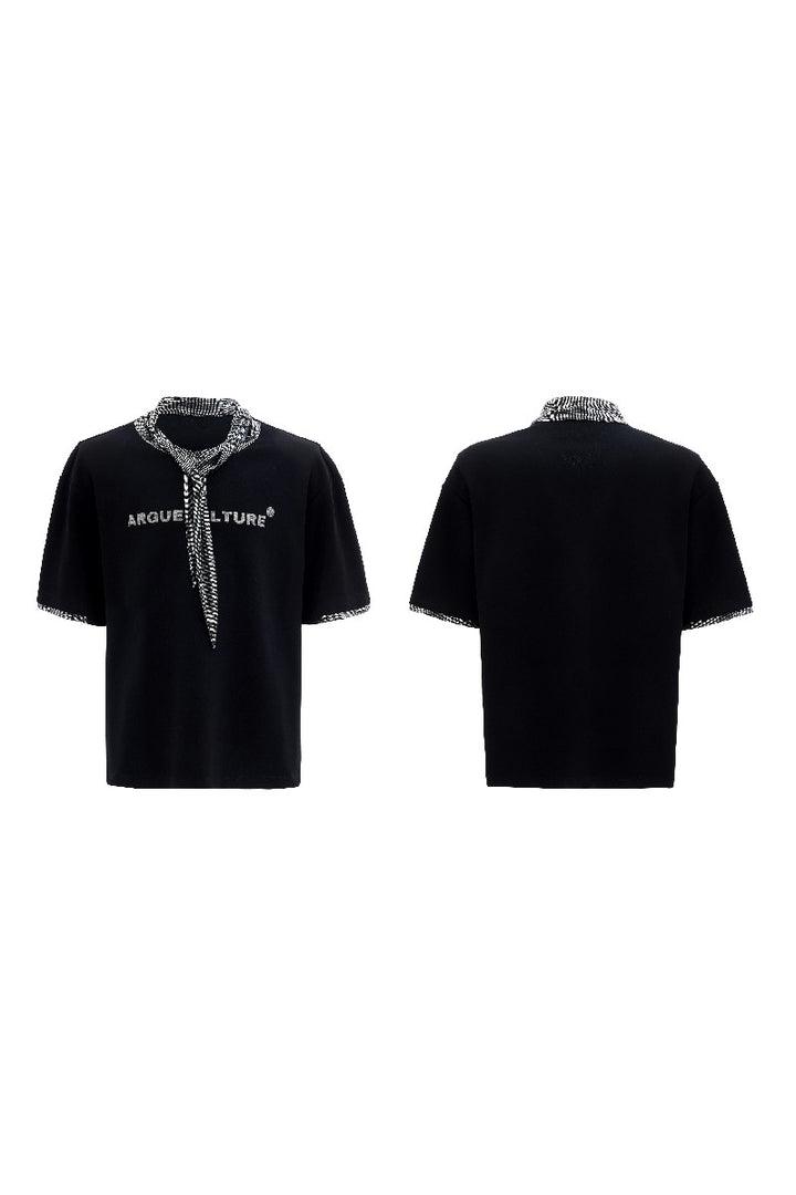 Silver Tie Print Short Sleeve Tee