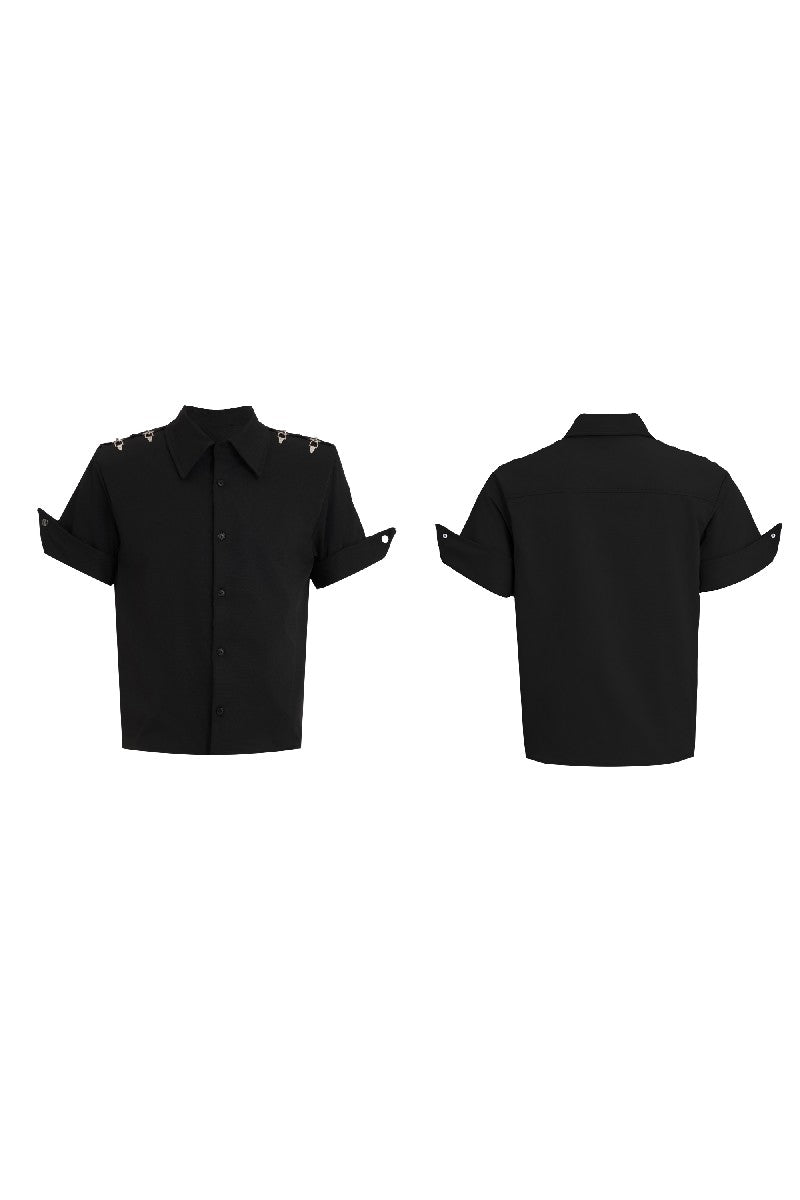 Metal Buckle Deconstructed Shirt
