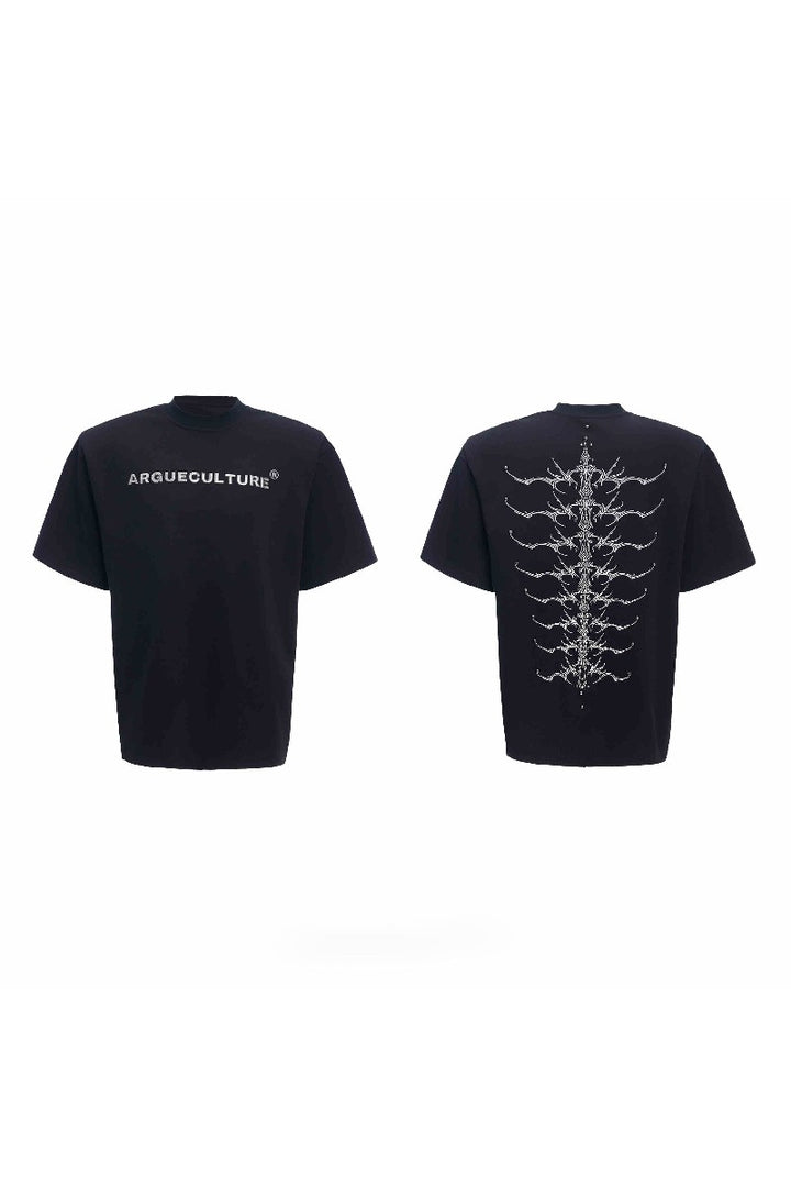 Studded Embroidered Spine Cotton Tee