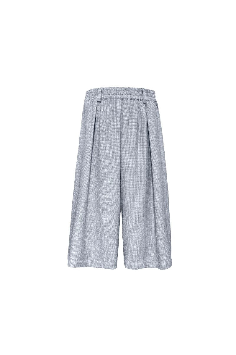 Pleated Check Capri Pants