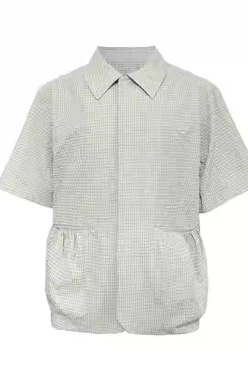 Drawstring Crinkle Short Shirt