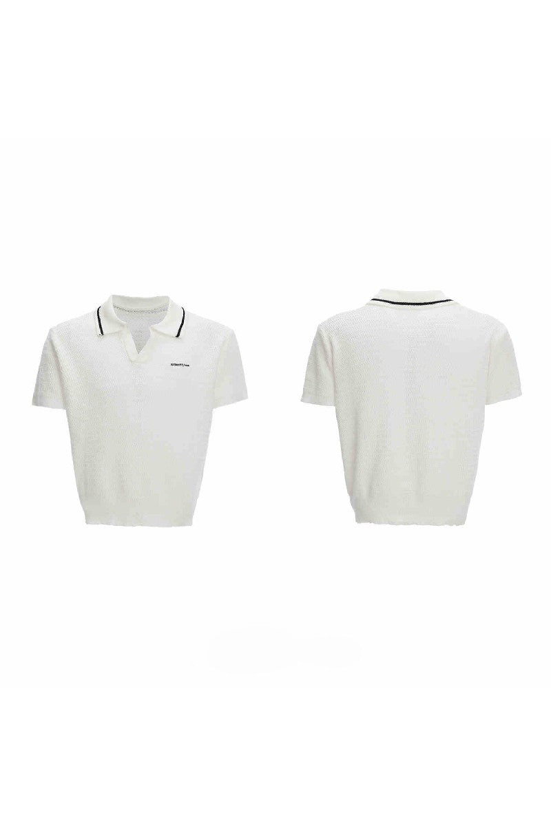 Striped Textured Knit Polo