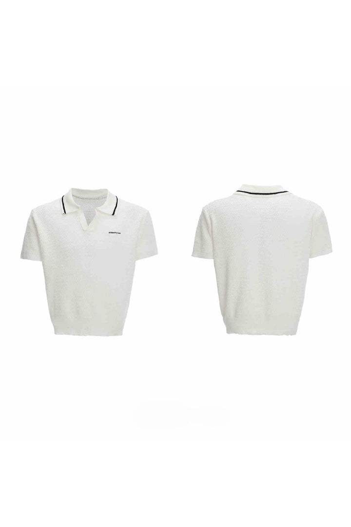Striped Textured Knit Polo