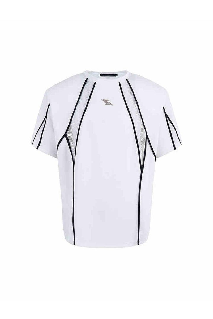Mesh Panel Padded Shoulder Tee