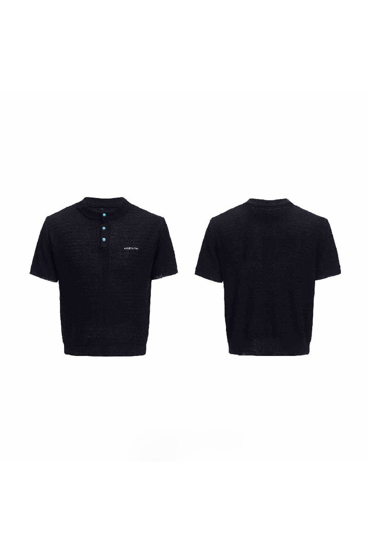 Textured Knit Mesh Tee