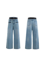 Washed Distressed Layered Jeans