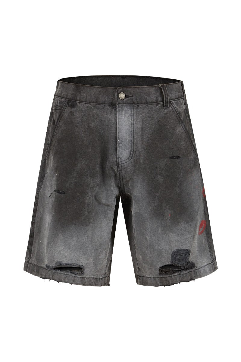 Distressed Washed Cargo Shorts