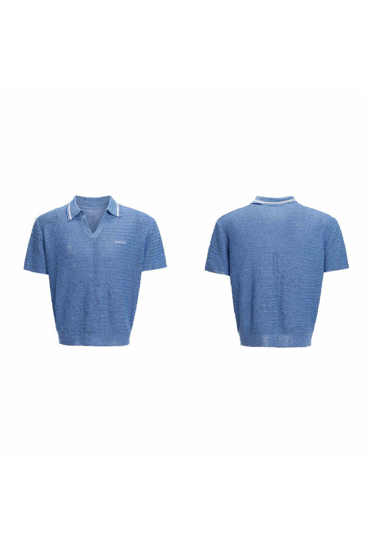 Striped Textured Knit Polo