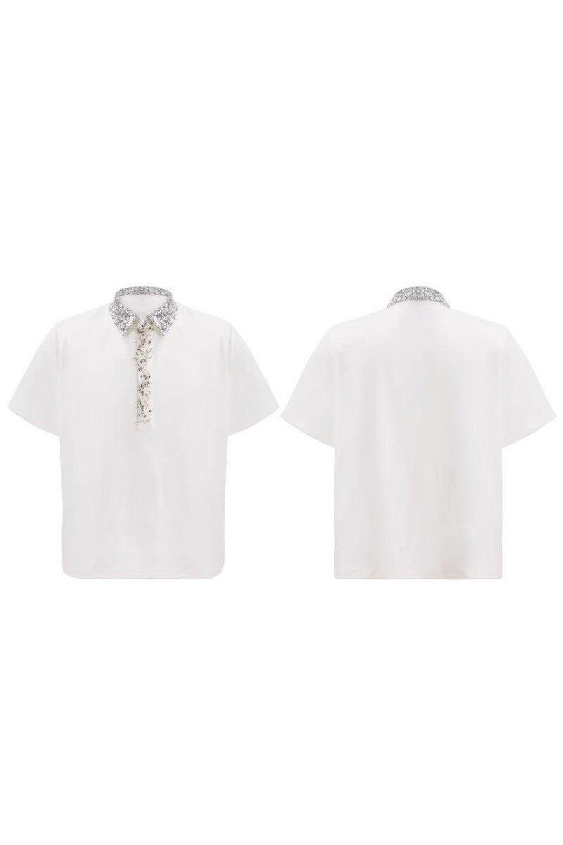 Sequin Safety Pin Polo Tee