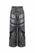 Liquid Mesh Cutout Leather Trousers