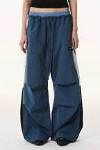 Dual Waist Contrast Pleated Pants