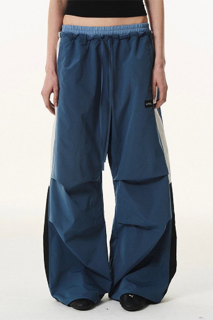 Dual Waist Contrast Pleated Pants
