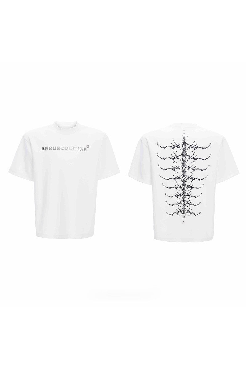 Studded Embroidered Spine Cotton Tee