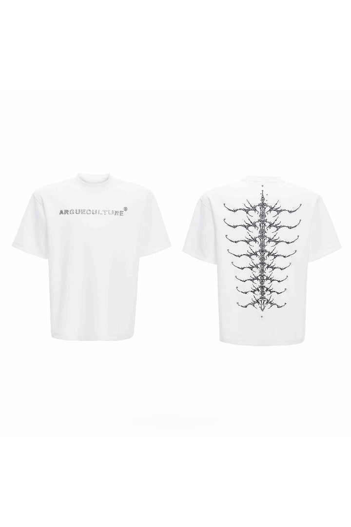 Studded Embroidered Spine Cotton Tee