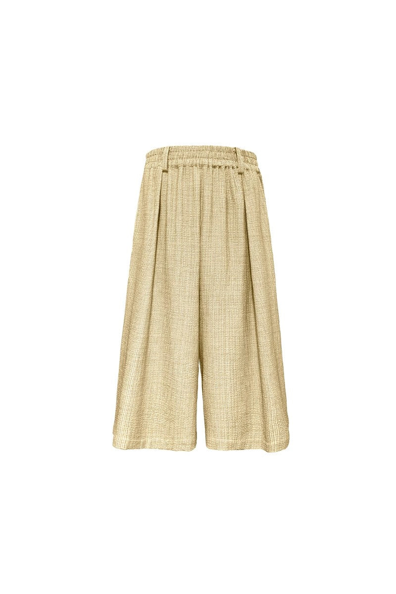 Pleated Check Capri Pants