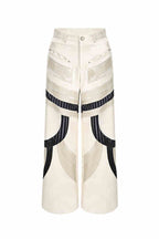 Liquid Mesh Cutout Leather Trousers