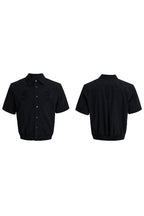 Textured Embroidered Cropped Shirt