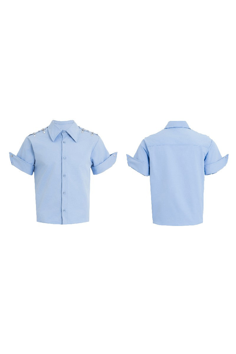 Metal Buckle Deconstructed Shirt