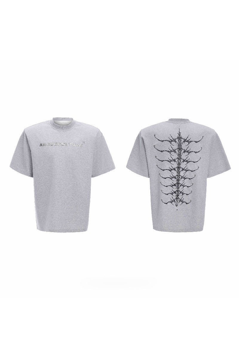 Studded Embroidered Spine Cotton Tee